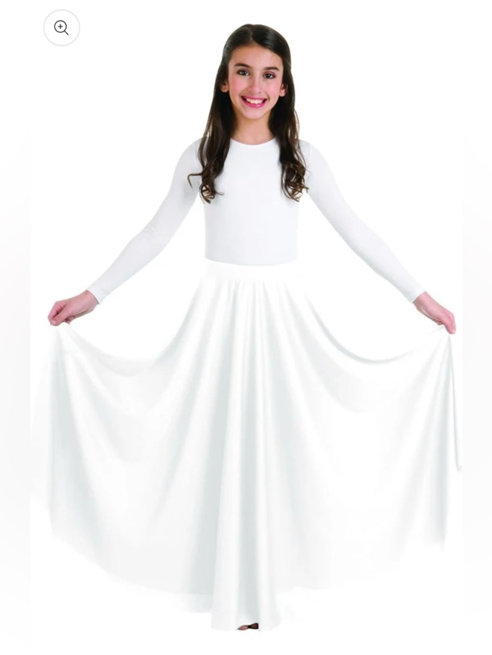Body Wrappers Girls White Long Sleeve Performance Dress